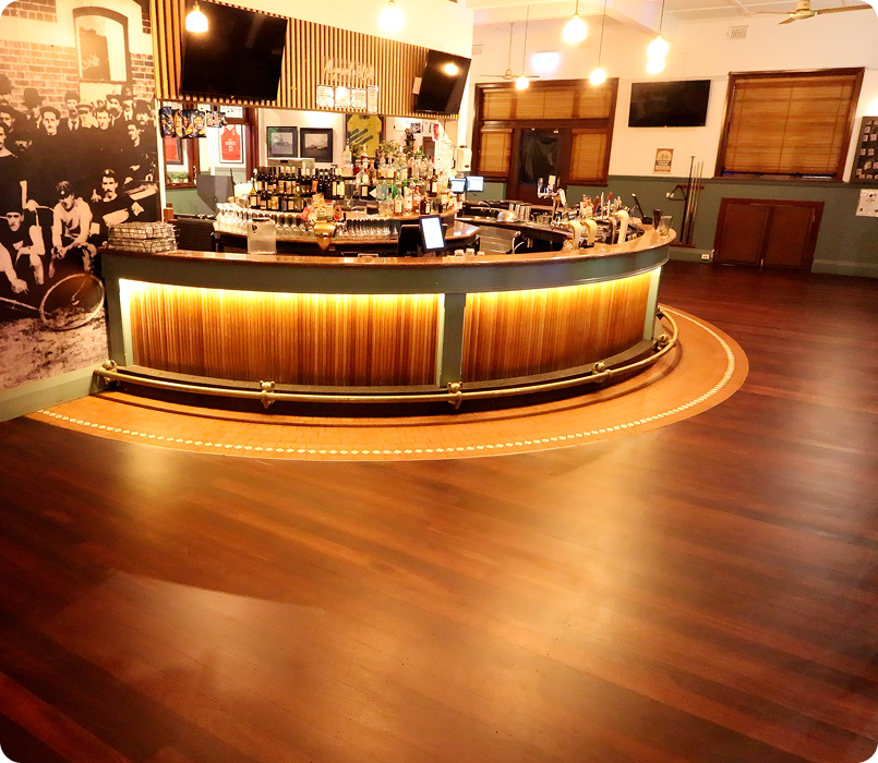 Restored timber floor in a hospitality venue