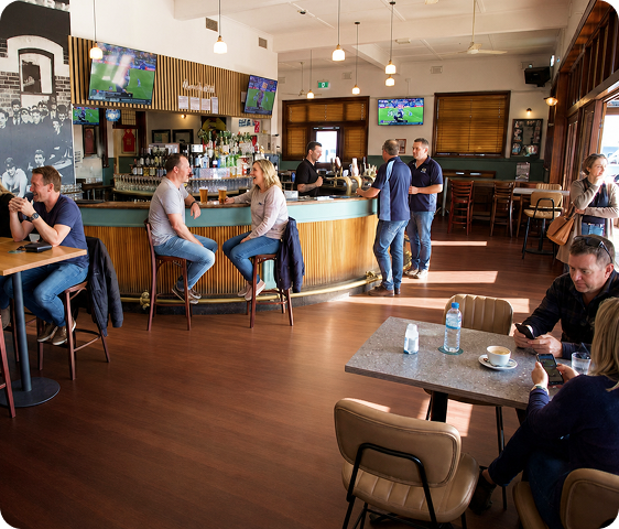 Busy venue with polished timber flooring